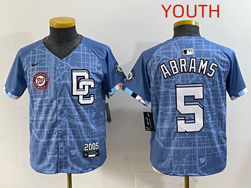 Youth 2025 Washington Nationals #5 Abrams Blue Joint Name Nike MLB Jersey style 9->youth mlb jersey->Youth Jersey